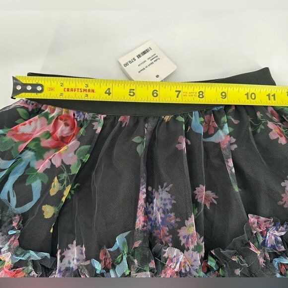 Boutique Tulle Midi Skirt In Black Roses New With Tags Medium - Picture 7 of 8